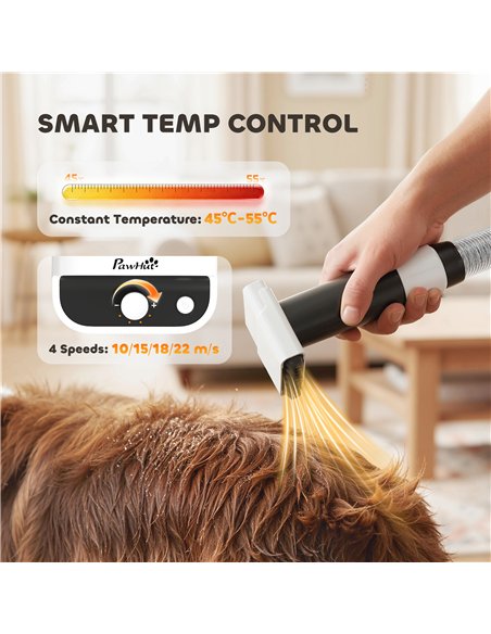 PawHut 5 in 1 Dog Grooming Vacuum & Dryer w/ Clipper, 1.8L Canister, 4 Modes Blow Temperature - pic 195361 | FastDaddyshop