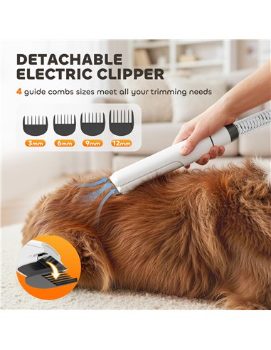 PawHut 5 in 1 Dog Grooming Vacuum & Dryer w/ Clipper, 1.8L Canister, 4 Modes Blow Temperature