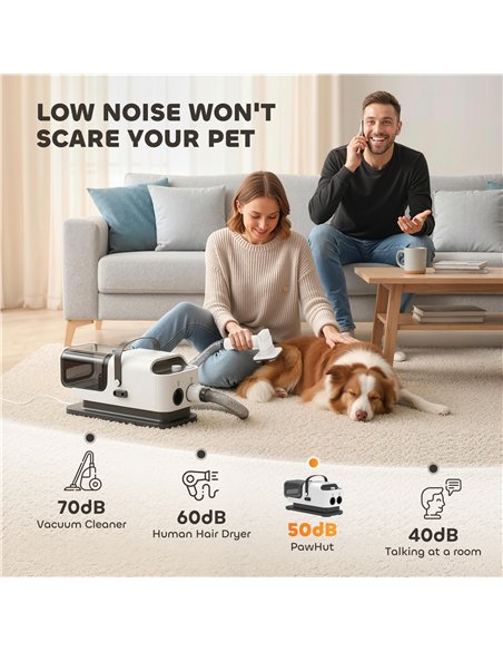 PawHut 5 in 1 Dog Grooming Vacuum & Dryer w/ Clipper, 1.8L Canister, 4 Modes Blow Temperature - pic 195364 | FastDaddyshop