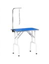 PawHut 32" Foldable Dog Grooming Table Pet Drying Beauty Table Adjustable Fixed Arm Rubber Top, Blue