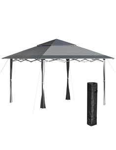 Outsunny 4x4m Pop-up Gazebo with Double Roof Roller Bag, Adjustable Legs, Dark Grey