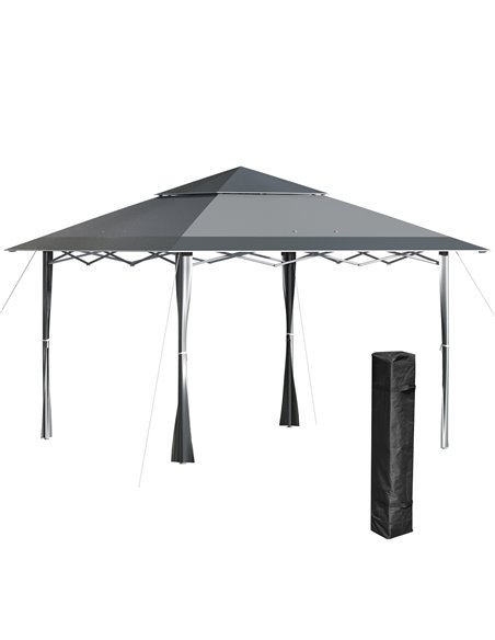 Outsunny 4x4m Pop-up Gazebo with Double Roof Roller Bag, Adjustable Legs, Dark Grey - pic 19537 | FastDaddyshop