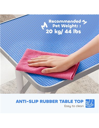 PawHut 32" Foldable Dog Grooming Table Pet Drying Beauty Table Adjustable Fixed Arm Rubber Top, Blue