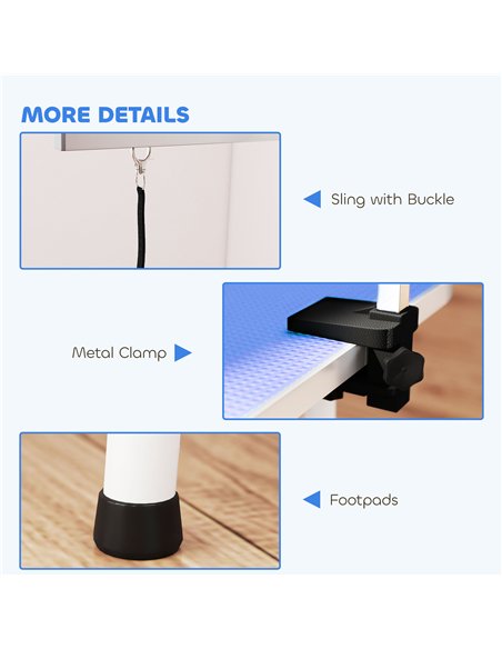 PawHut 32" Foldable Dog Grooming Table Pet Drying Beauty Table Adjustable Fixed Arm Rubber Top, Blue - pic 195373 | FastDaddyshop