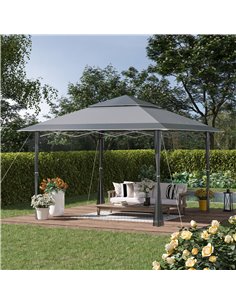 Outsunny 4x4m Pop-up Gazebo with Double Roof Roller Bag, Adjustable Legs, Dark Grey 2