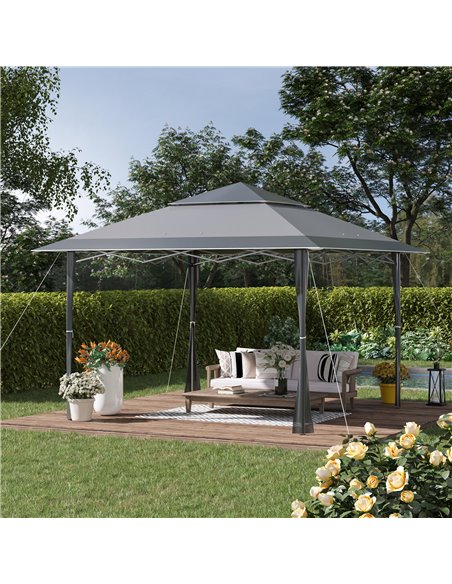 Outsunny 4x4m Pop-up Gazebo with Double Roof Roller Bag, Adjustable Legs, Dark Grey - pic 19538 | FastDaddyshop