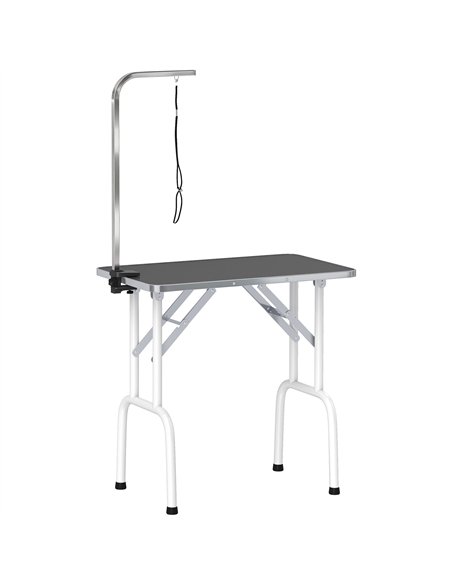 PawHut 32" Foldable Dog Grooming Table Pet Drying Beauty Table Adjustable Fixed Arm Rubber Top, Black - pic 195384 | FastDaddyshop