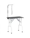 PawHut 32" Foldable Dog Grooming Table Pet Drying Beauty Table Adjustable Fixed Arm Rubber Top, Black