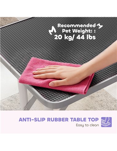 PawHut 32" Foldable Dog Grooming Table Pet Drying Beauty Table Adjustable Fixed Arm Rubber Top, Black