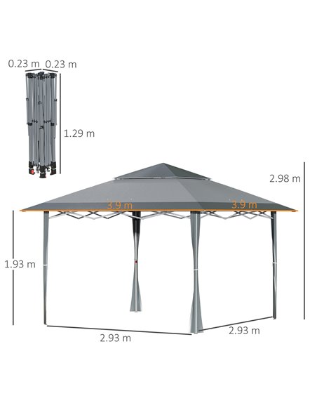Outsunny 4x4m Pop-up Gazebo with Double Roof Roller Bag, Adjustable Legs, Dark Grey - pic 19539 | FastDaddyshop