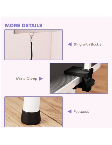 PawHut 32" Foldable Dog Grooming Table Pet Drying Beauty Table Adjustable Fixed Arm Rubber Top, Black