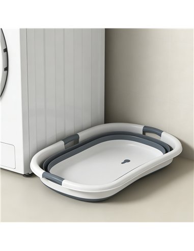 PawHut Dog Bath Tub, Portable Foldable Dog Bathtub with Drainage Hole, for Small Dogs Puppies Grey