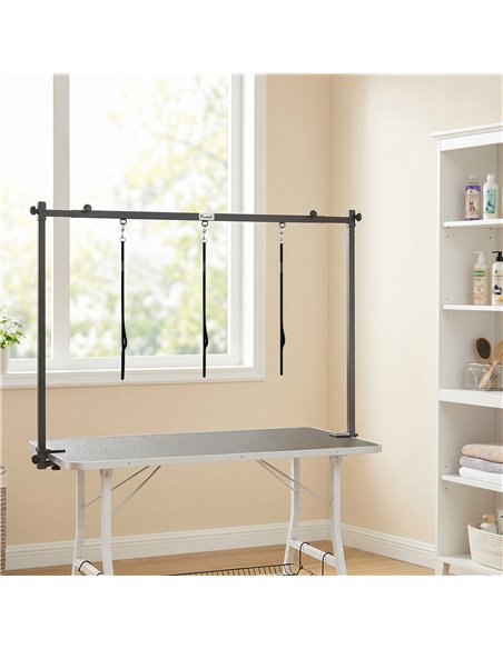 PawHut Dog Grooming Arm Adjustable H-Shape Dog Grooming Table Arm with Clamp and 3 Nooses Black - pic 195403 | FastDaddyshop