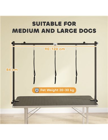 PawHut Dog Grooming Arm Adjustable H-Shape Dog Grooming Table Arm with Clamp and 3 Nooses Black
