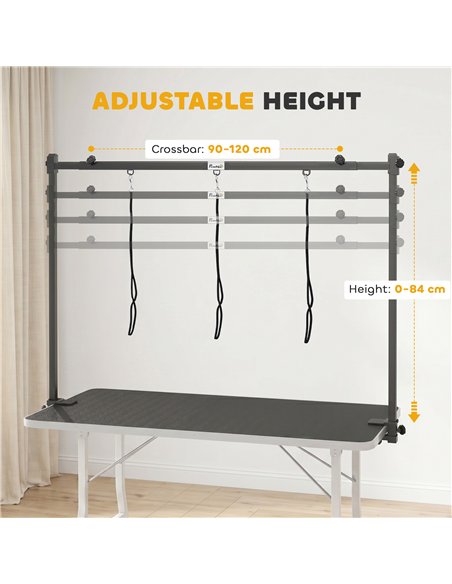 PawHut Dog Grooming Arm Adjustable H-Shape Dog Grooming Table Arm with Clamp and 3 Nooses Black - pic 195405 | FastDaddyshop