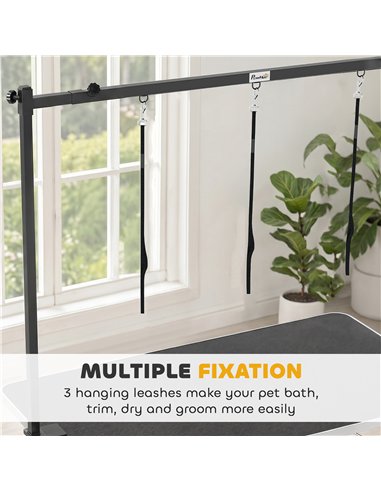 PawHut Dog Grooming Arm Adjustable H-Shape Dog Grooming Table Arm with Clamp and 3 Nooses Black