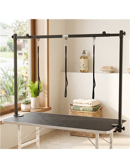 PawHut Dog Grooming Arm Adjustable H-Shape Dog Grooming Table Arm with Clamp and 3 Nooses Black - pic 195410 | FastDaddyshop