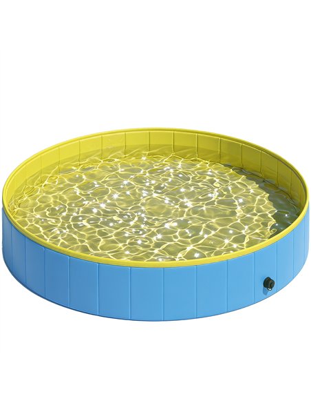 PawHut Foldable Dog Pool for Puppies and Ducks Dog Paddling Pool Bath Tub, Blue, 160 x 30cm - pic 195411 | FastDaddyshop