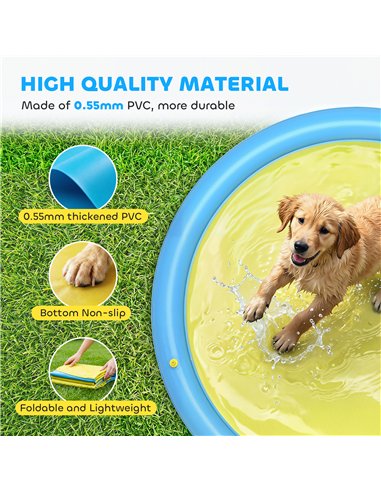 PawHut Dog Splash Pad for Pets Dog Bath Pool Water Game