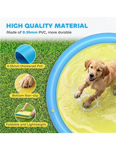 PawHut Dog Splash Pad for Pets Dog Bath Pool Water Game - pic 195424 | FastDaddyshop
