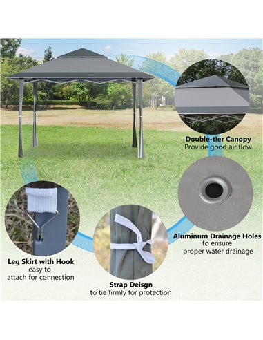 Outsunny 4 x 4m Pop-up Gazebo Double Roof Canopy Tent with Roller Bag & Adjustable Legs Outdoor Party, Steel Frame, Dark Grey