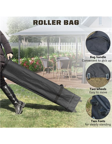Outsunny 4 x 4m Pop-up Gazebo Double Roof Canopy Tent with Roller Bag & Adjustable Legs Outdoor Party, Steel Frame, Dark Grey - pic 19544 | FastDaddyshop