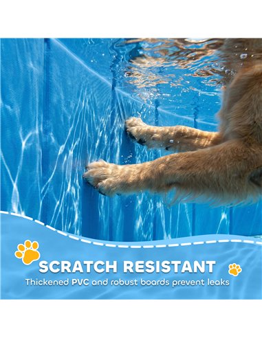 PawHut Foldable Dog Pool for Puppies and Ducks Dog Paddling Pool Bath Tub, Dark Grey, 140 x 30cm