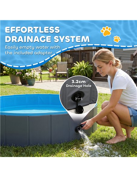 PawHut Foldable Dog Pool for Puppies and Ducks Dog Paddling Pool Bath Tub, Dark Grey, 140 x 30cm - pic 195443 | FastDaddyshop