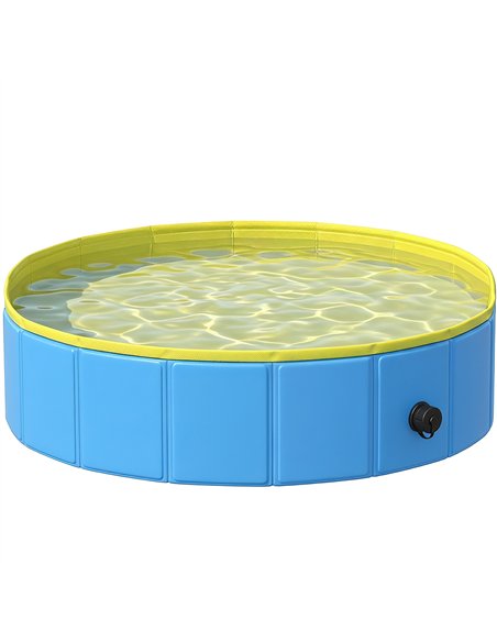 PawHut Foldable Dog Pool for Puppies and Ducks Dog Paddling Pool Bath Tub, Blue, 100 x 30 cm - pic 195447 | FastDaddyshop