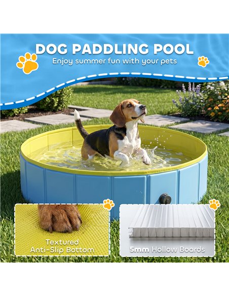 PawHut Foldable Dog Pool for Puppies and Ducks Dog Paddling Pool Bath Tub, Blue, 100 x 30 cm - pic 195450 | FastDaddyshop