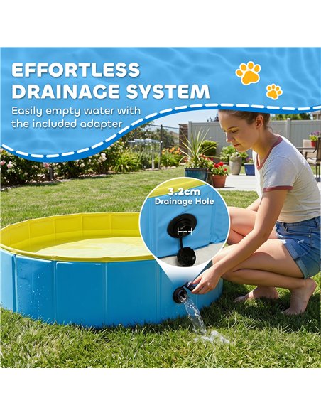 PawHut Foldable Dog Pool for Puppies and Ducks Dog Paddling Pool Bath Tub, Blue, 100 x 30 cm - pic 195452 | FastDaddyshop