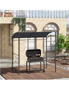Outsunny 2M BBQ Grill Gazebo Tent with Hooks, Grey 2