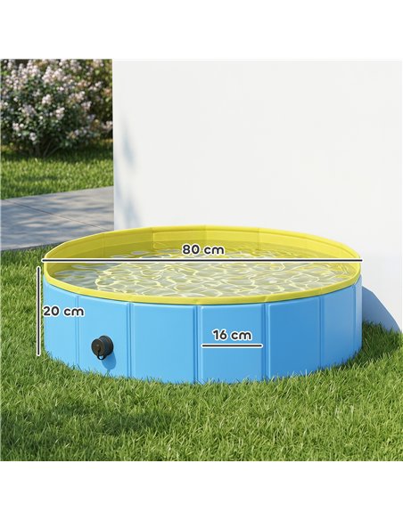 PawHut Foldable Dog Pool for Puppies and Ducks Dog Paddling Pool Bath Tub, Blue, 80 x 20 cm - pic 195476 | FastDaddyshop