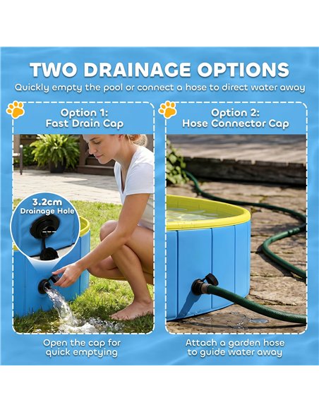 PawHut Foldable Dog Pool for Puppies and Ducks Dog Paddling Pool Bath Tub, Blue, 80 x 20 cm - pic 195479 | FastDaddyshop