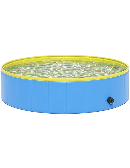 PawHut Foldable Dog Pool for Puppies and Ducks Dog Paddling Pool Bath Tub, Blue, 120 x 30cm - pic 195492 | FastDaddyshop