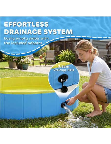 PawHut Foldable Dog Pool for Puppies and Ducks Dog Paddling Pool Bath Tub, Blue, 120 x 30cm - pic 195497 | FastDaddyshop