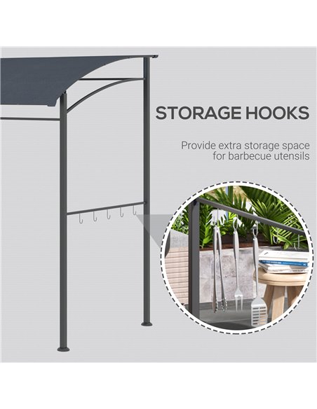 Outsunny 2M (7ft) BBQ Grill Gazebo Tent Garden Grill Metal Frame and Canopy with Hooks Outdoor Sun Shade, Grey - pic 19550 | FastDaddyshop