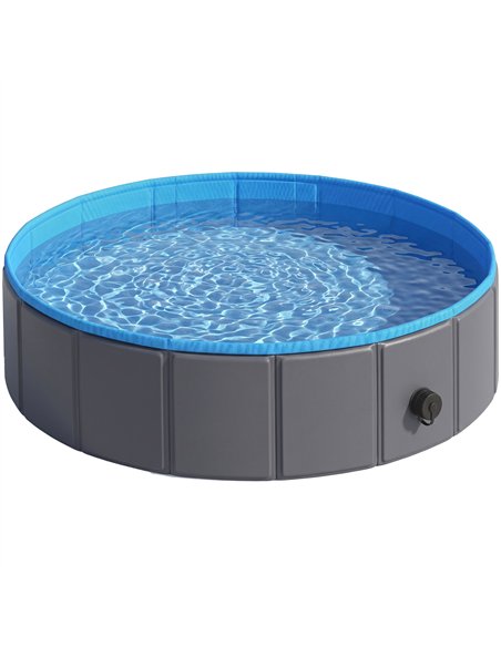 PawHut Foldable Dog Pool for Puppies and Ducks Dog Paddling Pool Bath Tub, Dark Grey, 100 x 30 cm - pic 195501 | FastDaddyshop