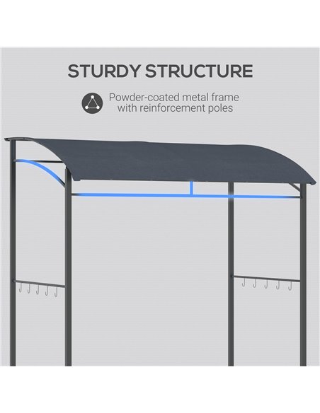 Outsunny 2M (7ft) BBQ Grill Gazebo Tent Garden Grill Metal Frame and Canopy with Hooks Outdoor Sun Shade, Grey - pic 19551 | FastDaddyshop