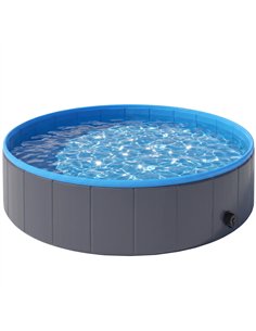 PawHut Foldable Dog Pool for Puppies and Ducks Dog Paddling Pool Bath Tub, Dark Grey, 120 x 30cm