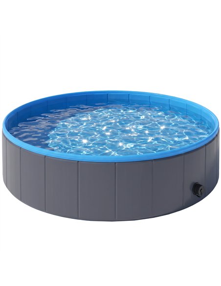 PawHut Foldable Dog Pool for Puppies and Ducks Dog Paddling Pool Bath Tub, Dark Grey, 120 x 30cm - pic 195510 | FastDaddyshop