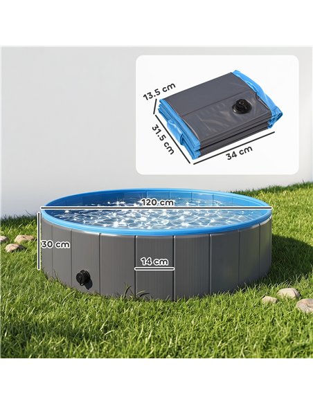 PawHut Foldable Dog Pool for Puppies and Ducks Dog Paddling Pool Bath Tub, Dark Grey, 120 x 30cm - pic 195512 | FastDaddyshop