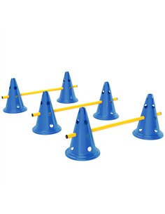 PawHut Dog Agility Equipment Set of Six Cones, Six Poles with Carry Bag, Three-Piece Adjustable Height Jumping Obstacles, Blue
