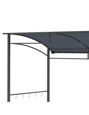 Outsunny 2M (7ft) BBQ Grill Gazebo Tent Garden Grill Metal Frame and Canopy with Hooks Outdoor Sun Shade, Grey