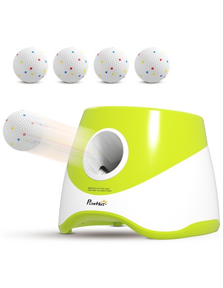 PawHut Automatic Dog Ball Launcher with 5 ETPU Balls 2.3", 3 Distance Settings 20/33/46ft, Green - pic 195537 | FastDaddyshop