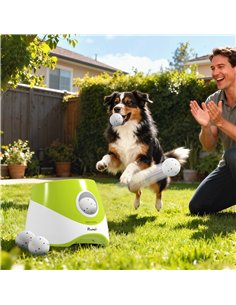PawHut Automatic Dog Ball Launcher with 5 ETPU Balls 2.3", 3 Distance Settings 20/33/46ft, Green 2