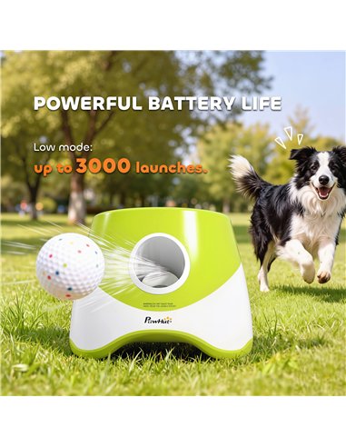 PawHut Automatic Dog Ball Launcher with 5 ETPU Balls 2.3", 3 Distance Settings 20/33/46ft, Green