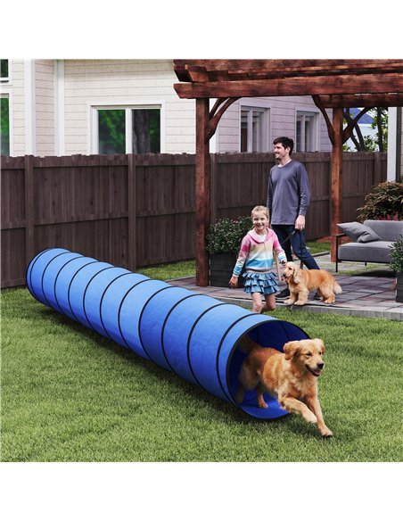 PawHut Dog Tunnel, 500 x 60 cm, Foldable Play Tunnel with 6 Pegs and Bag, Tear-Resistant Outdoor Dog Agility Equipment, Blue - pic 195547 | FastDaddyshop