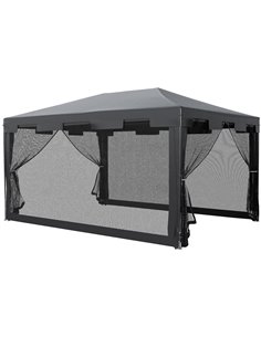 Outsunny 4x3m Gazebo Tent with Mesh Sidewalls, Dark Grey