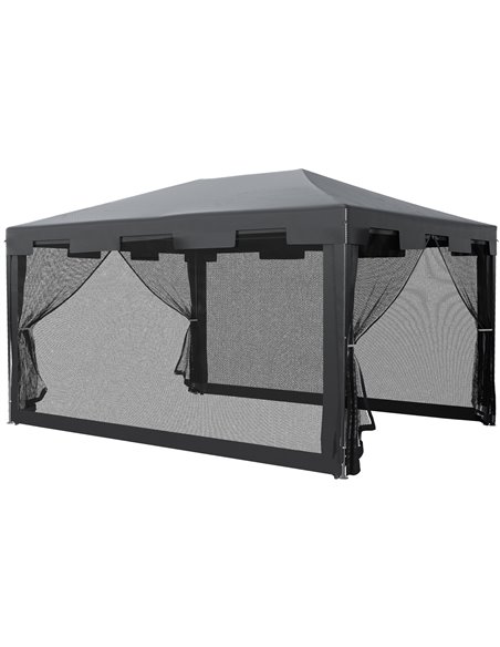 Outsunny 4x3m Gazebo Tent with Mesh Sidewalls, Dark Grey - pic 19555 | FastDaddyshop